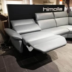himolla Ecksofas|Ecksofa 1267 Leder 24 Longlife Sea Wallfree Grau Füße Schwarz Mit Elektrischer Relaxfunktion Und Kissen