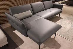 himolla Ecksofas|Ecksofa 1928 Leder 24 Longlife Aqua Grau mit Kopfstütze und 1 Nierenkissen