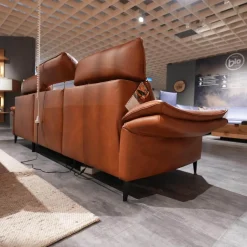Hukla Ecksofas|Ecksofa 4058 Leder Cloudy Cognac 59 Gestell Metall Schwarz Lackiert Inklusive Kissen