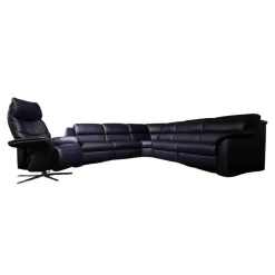 himolla Polstergruppen|Ecksofa 1505 Leder L24 Longru Pazifik Dunkelblau Inklusive Relaxsessel Small 7052 35U44