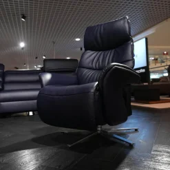 himolla Polstergruppen|Ecksofa 1505 Leder L24 Longru Pazifik Dunkelblau Inklusive Relaxsessel Small 7052 35U44