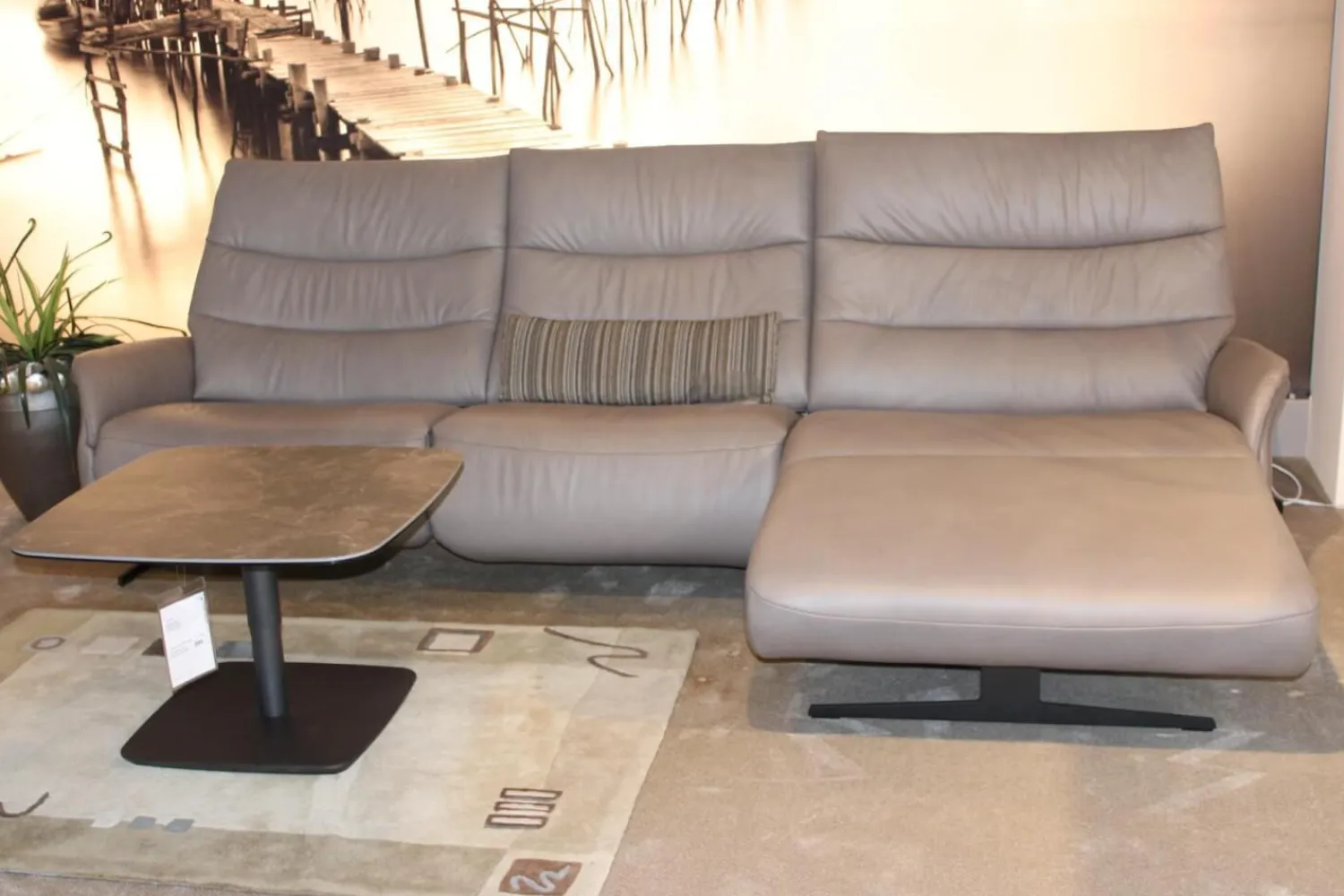 himolla Ecksofas|Ecksofa 4050 Leder Longlife Soft Shadow Grau mit Relaxfunktion