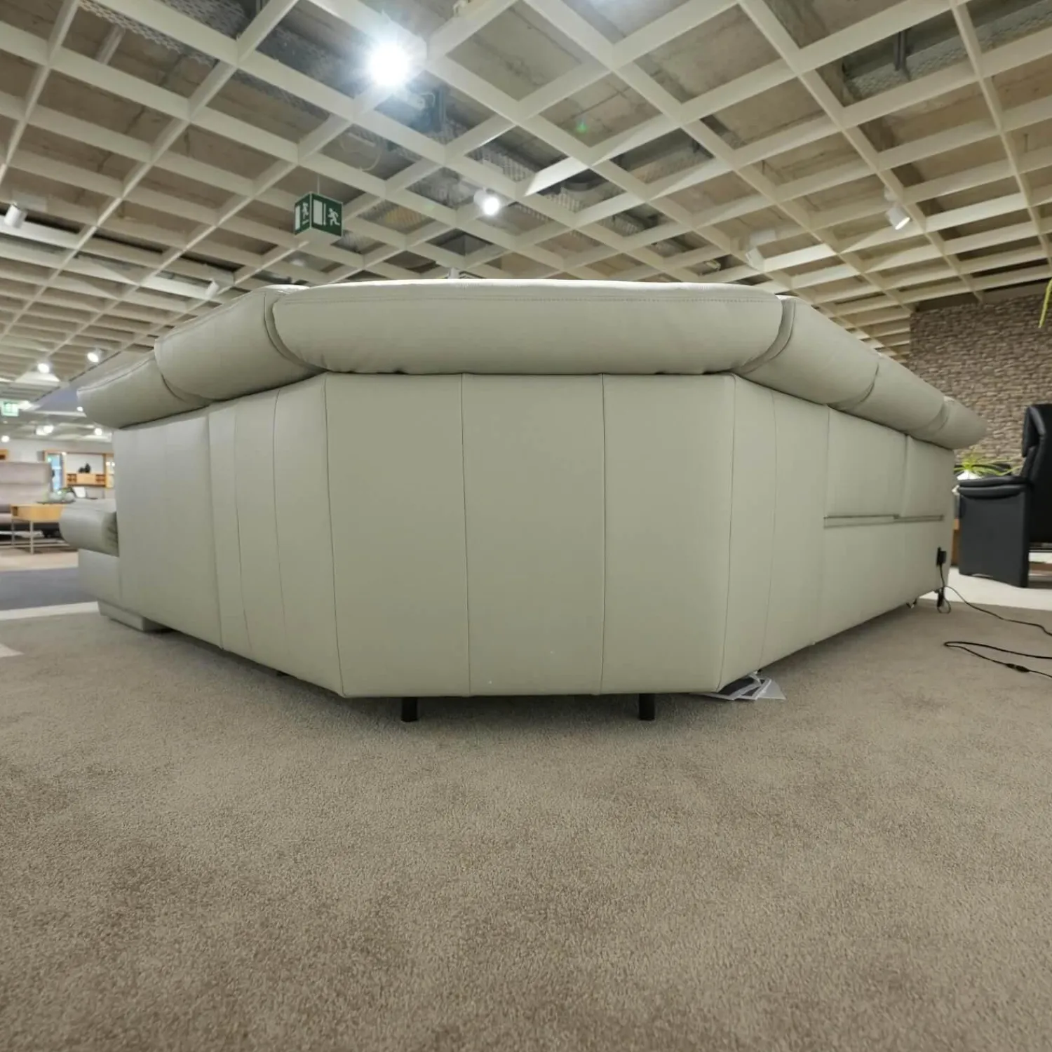 himolla Ecksofas|Ecksofa 1826 Leder Longru Silber Grau Füße Edelstahl Gebürstet Mit Elektrischem Wall Free Beschlag