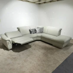 himolla Ecksofas|Ecksofa 1826 Leder Longru Silber Grau Füße Edelstahl Gebürstet Mit Elektrischem Wall Free Beschlag