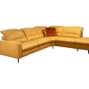 Musterring Ecksofas|Ecksofa 1380 Leder Vivre Honey Gelb Füße Aluminium Mit Herz Waage Funktion Und Aufklappbarem Anstellhocker