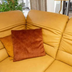 Musterring Ecksofas|Ecksofa 1380 Leder Vivre Honey Gelb Füße Aluminium Mit Herz Waage Funktion Und Aufklappbarem Anstellhocker