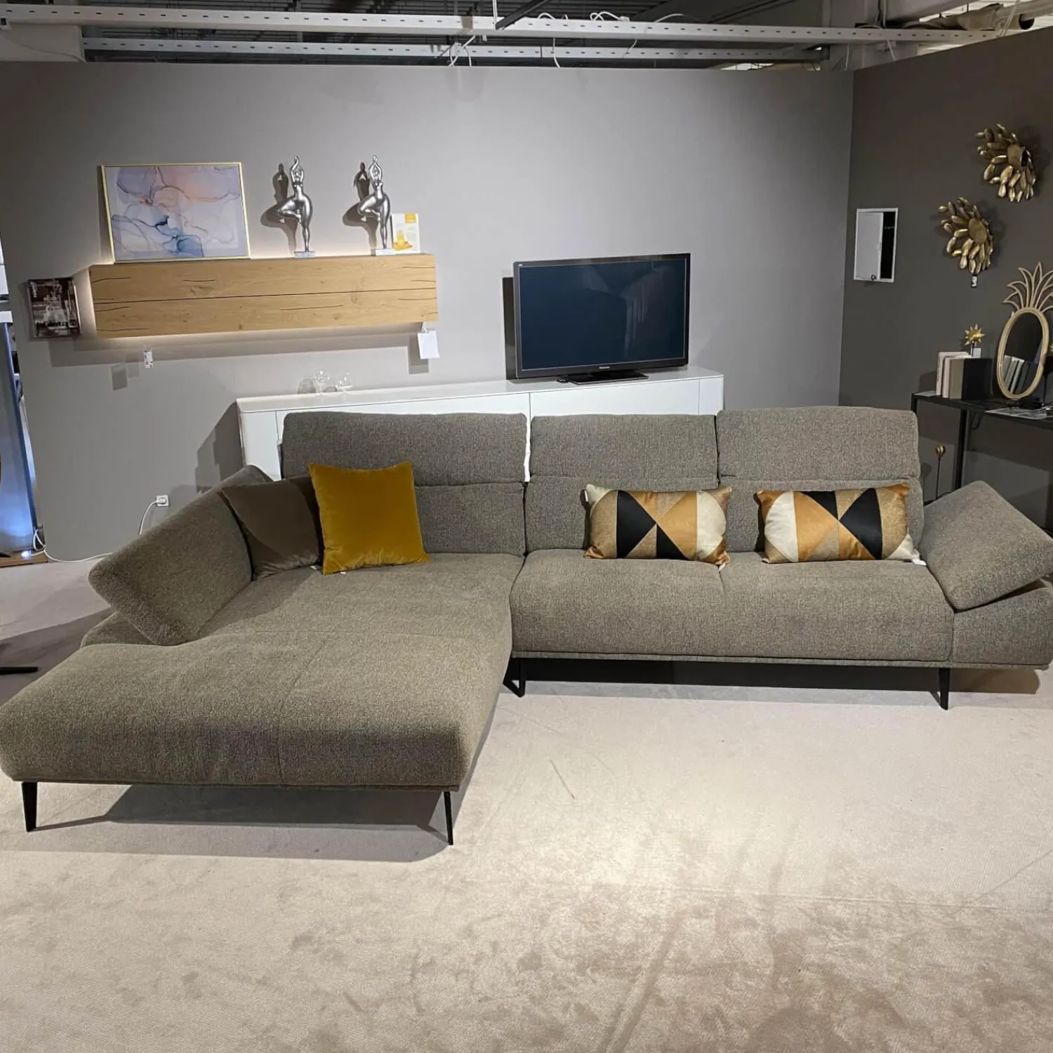 W. Schillig Ecksofas|Ecksofa 24405 Stoff 3 Pepper S2298 Grau