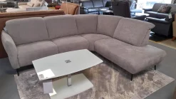 Arco Ecksofas|Ecksofa 50021 Stoff Ebba Quarz Grau Fuß Schwarz mit Kopfteilverstellung