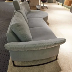 Musterring Ecksofas|Ecksofa 4530 Stoff JAB 13723 Aqua Grau Metallkufe Schwarz Matt Mit Kopfstütze XL