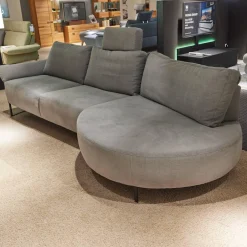 Musterring Ecksofas|Ecksofa 4530 Stoff JAB 13723 Aqua Grau Metallkufe Schwarz Matt Mit Kopfstütze XL