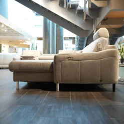 Zehdenick Ecksofas|Ecksofa 4305 Stoff Miro Silver Grau Füße Metall Inklusive Kopfstütze