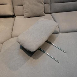 Zehdenick Ecksofas|Ecksofa 4305 Stoff Miro Silver Grau Füße Metall Inklusive Kopfstütze