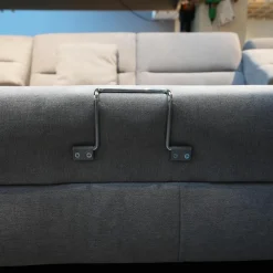 Zehdenick Ecksofas|Ecksofa 4305 Stoff Miro Silver Grau Füße Metall Inklusive Kopfstütze