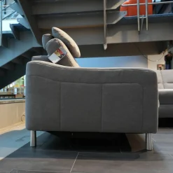 Zehdenick Ecksofas|Ecksofa 4305 Stoff Miro Silver Grau Füße Metall Inklusive Kopfstütze