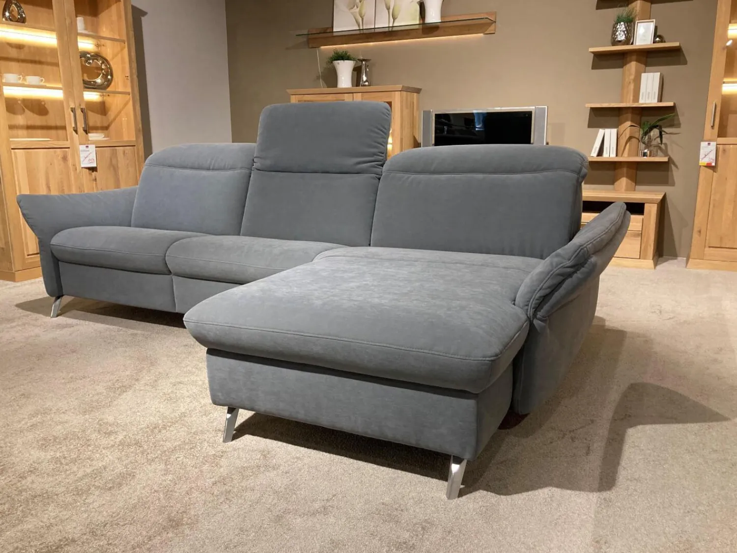 himolla Ecksofas|Ecksofa 1065 Stoff Nuvano Navy Blau Mit Verstellbaren Kopf- Und Ammteilen