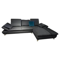 W. Schillig Ecksofas|Ecksofa 15278 Taoo Stoff W61 28 Blau Grau Füße F2M Metallfuß Glänzend Mit Kopfteil Und Sitztiefenverstellung