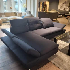 W. Schillig Ecksofas|Ecksofa 15278 Taoo Stoff W6128 Blau Metallfüße Matt Gebürstet Mit Kopfteilverstellung Und Hocker