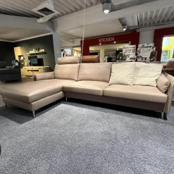 Erpo Ecksofas|Ecksofa 05550001 XC Leder Touch J Stone Beige Fuß Aluminium