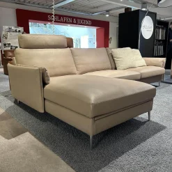 Erpo Ecksofas|Ecksofa 05550001 XC Leder Touch J Stone Beige Fuß Aluminium