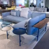 Rolf Benz Ecksofas|Ecksofa Addit Stoff 22.300 Saphirblau mit 4 Kissen und Tableau Nussbaum