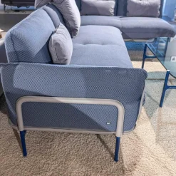 Rolf Benz Ecksofas|Ecksofa Addit Stoff 22.300 Saphirblau mit 4 Kissen und Tableau Nussbaum