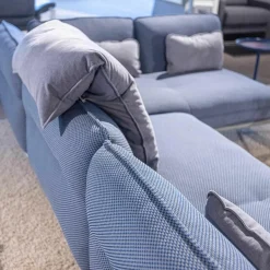 Rolf Benz Ecksofas|Ecksofa Addit Stoff 22.300 Saphirblau mit 4 Kissen und Tableau Nussbaum