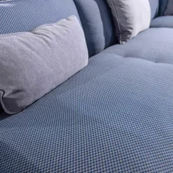 Rolf Benz Ecksofas|Ecksofa Addit Stoff 22.300 Saphirblau mit 4 Kissen und Tableau Nussbaum