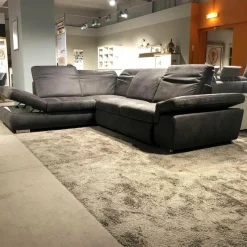 Megapol Ecksofas|Ecksofa Agent Stoff Saddle Anthrazit mit Verstellfunktionen und Stauraum