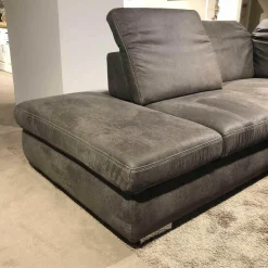 Megapol Ecksofas|Ecksofa Agent Stoff Saddle Anthrazit mit Verstellfunktionen und Stauraum