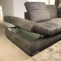 Megapol Ecksofas|Ecksofa Agent Stoff Saddle Anthrazit mit Verstellfunktionen und Stauraum
