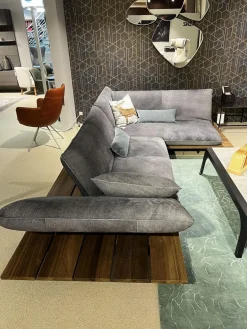 Bullfrog Ecksofas|Ecksofa Akito Leder Crazy Nubuk 2510 73 Graphit Grau Plateau Räuchereiche Winkelfuß Stahl Schwarz Matt