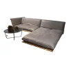 Bullfrog Ecksofas|Ecksofa Akito Leder Oasis 2100 Elefant 63 Grau Plateau Wildeiche Öl Winkelstahlfuß Schwarz Pulverbeschichtet