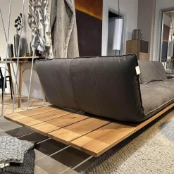 Bullfrog Ecksofas|Ecksofa Akito Leder Oasis 2100 Elefant 63 Grau Plateau Wildeiche Öl Winkelstahlfuß Schwarz Pulverbeschichtet