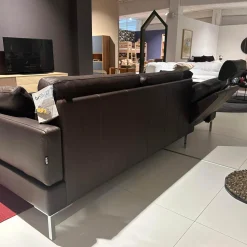 Brühl Ecksofas|Ecksofa Alba System M Leder 5669 0020 Lama Braun Winkelfuß Verchromt Glänzend Mit Kopfstützenbügel