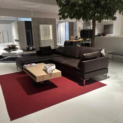 Brühl Ecksofas|Ecksofa Alba System M Leder 5669 0020 Lama Braun Winkelfuß Verchromt Glänzend Mit Kopfstützenbügel