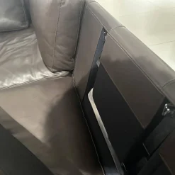 Brühl Ecksofas|Ecksofa Alba System M Leder 5669 0020 Lama Braun Winkelfuß Verchromt Glänzend Mit Kopfstützenbügel