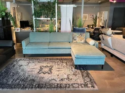 Brühl Ecksofas|Ecksofa Alba System M Stoff 2813 32 Grün Blau Winkelfuß Schwarz Mit Kopfstützbügel Und Kissen