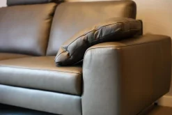 W. Schillig Ecksofas|Ecksofa Alexx Leder Longlife Xtra 95 Graphit Grau Metallfuß F7T Chrom Mit Kissen Und Kopfstütze