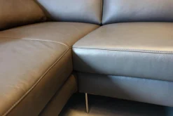 W. Schillig Ecksofas|Ecksofa Alexx Leder Longlife Xtra 95 Graphit Grau Metallfuß F7T Chrom Mit Kissen Und Kopfstütze