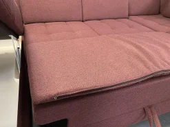 Poco Ecksofas|Ecksofa Alicante Stoff Portofino Bordeaux Rot Füße Metall Chrom Mit Schlaffunktion Und Nierenkissen