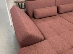 Poco Ecksofas|Ecksofa Alicante Stoff Portofino Bordeaux Rot Füße Metall Chrom Mit Schlaffunktion Und Nierenkissen