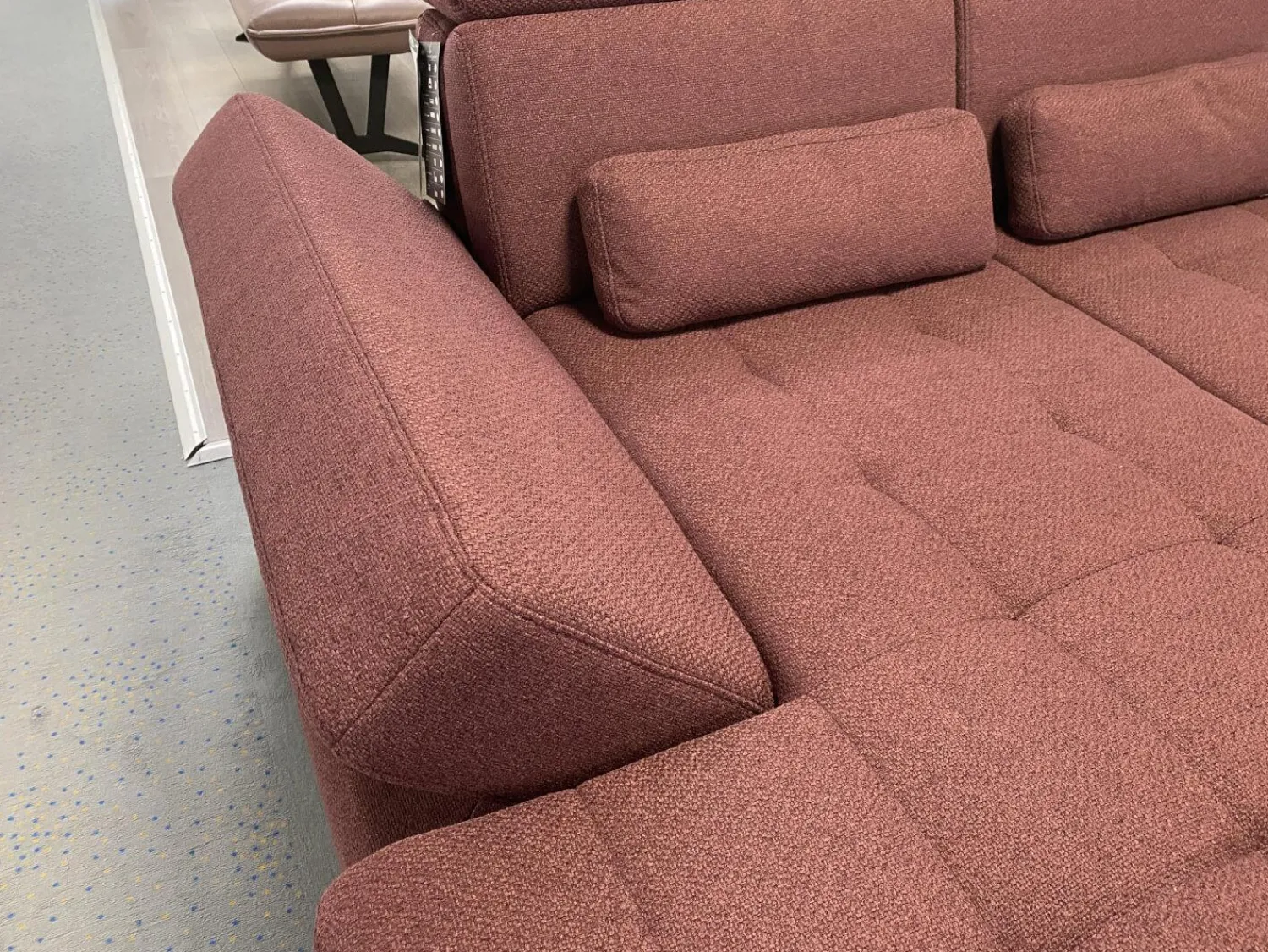 Poco Ecksofas|Ecksofa Alicante Stoff Portofino Bordeaux Rot Füße Metall Chrom Mit Schlaffunktion Und Nierenkissen