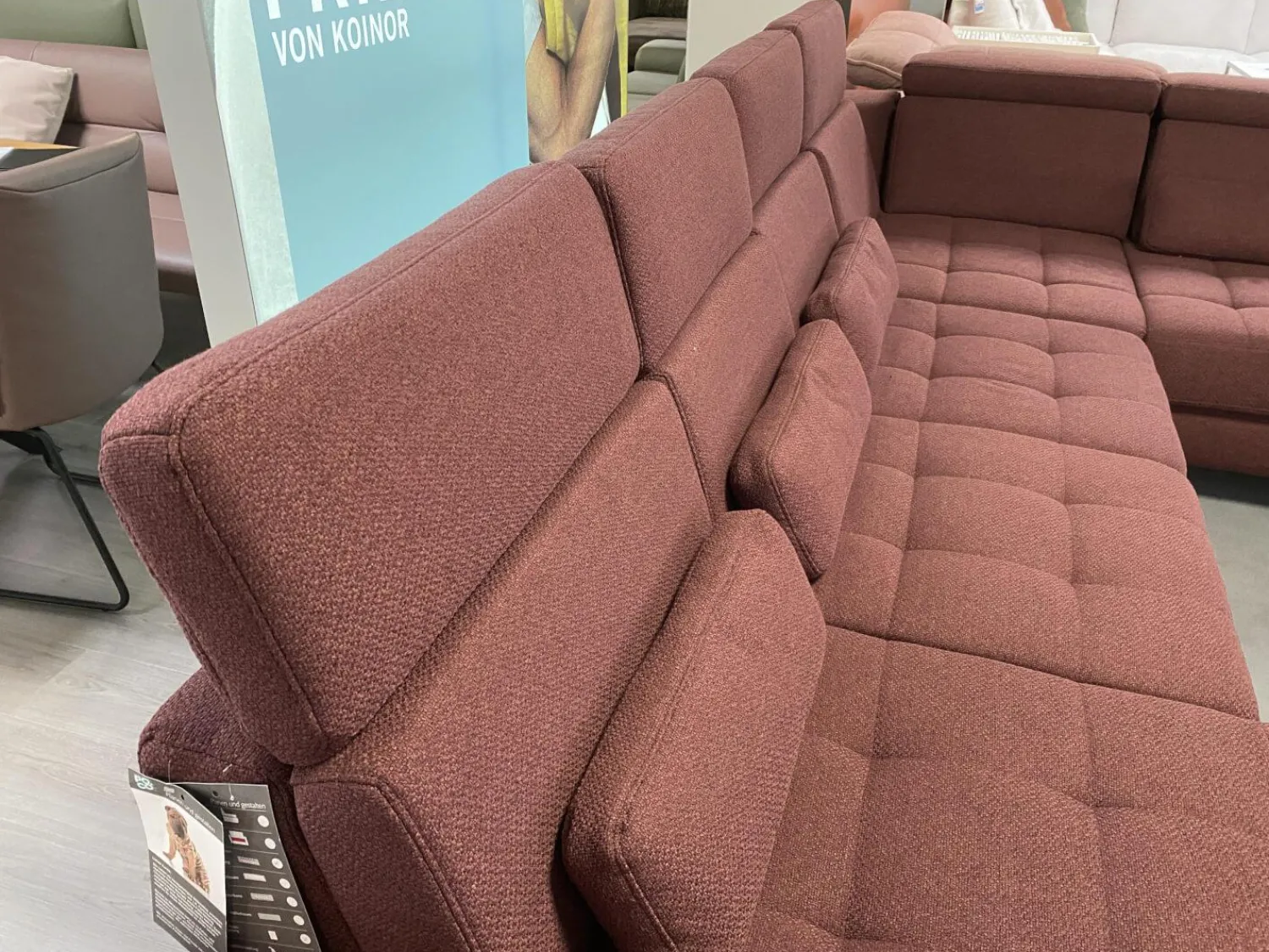 Poco Ecksofas|Ecksofa Alicante Stoff Portofino Bordeaux Rot Füße Metall Chrom Mit Schlaffunktion Und Nierenkissen