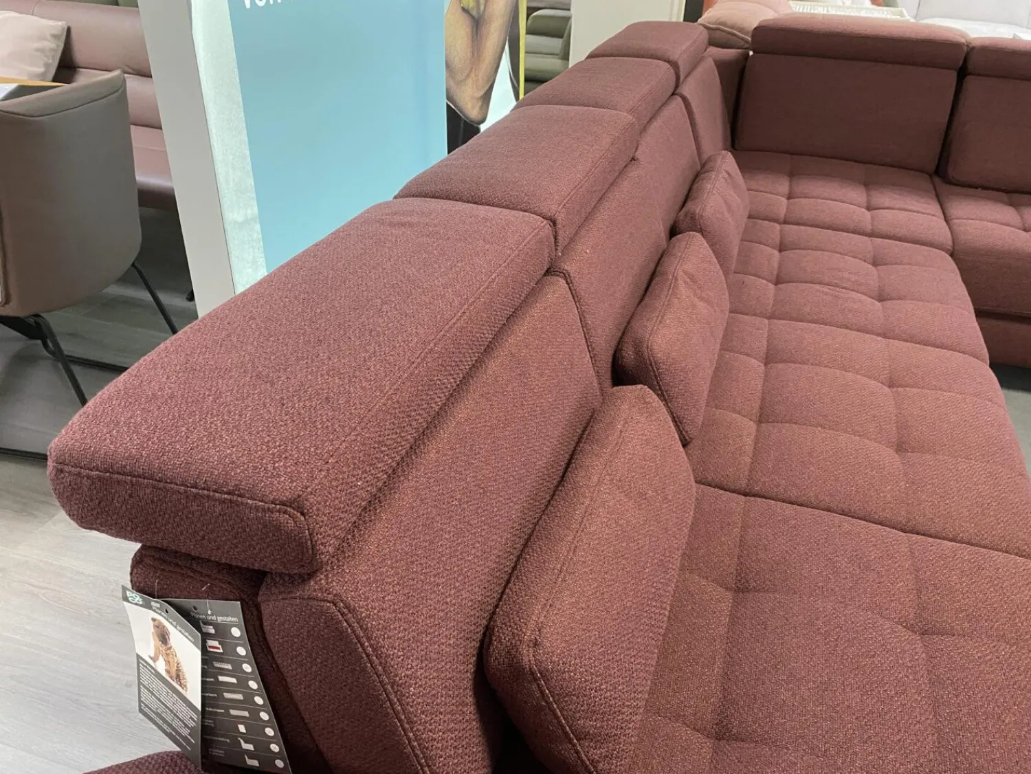 Poco Ecksofas|Ecksofa Alicante Stoff Portofino Bordeaux Rot Füße Metall Chrom Mit Schlaffunktion Und Nierenkissen