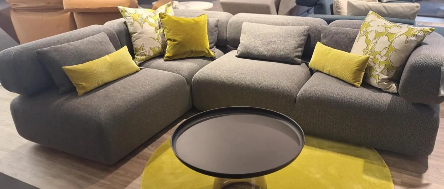 Brühl Ecksofas|Ecksofa All Together Stoff 44 0093 Grau mit 4 Kissen