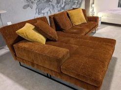 Brühl Ecksofas|Ecksofa Amber Stoff 44 0050 Orange Füße Verchromt mit 5 Kissen
