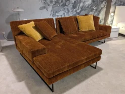 Brühl Ecksofas|Ecksofa Amber Stoff 44 0050 Orange Füße Verchromt mit 5 Kissen