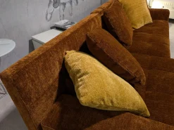 Brühl Ecksofas|Ecksofa Amber Stoff 44 0050 Orange Füße Verchromt mit 5 Kissen