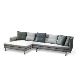 Brühl Ecksofas|Ecksofa Amber Stoff Kvadrat Canvas 2 124 Hellgrau Kufe Chrom Glänzend Inklusive 6 Kissen Mit Verstellbarem Rücken