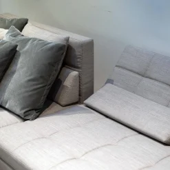 Brühl Ecksofas|Ecksofa Amber Stoff Kvadrat Canvas 2 124 Hellgrau Kufe Chrom Glänzend Inklusive 6 Kissen Mit Verstellbarem Rücken